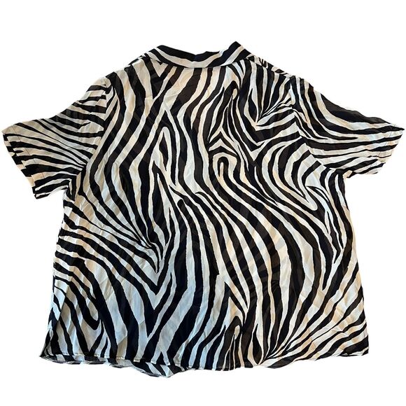 Sunflair Zebra Animal Print Blouse Top Womens Sz. 24 Black Beige Lightweight - Picture 2 of 9